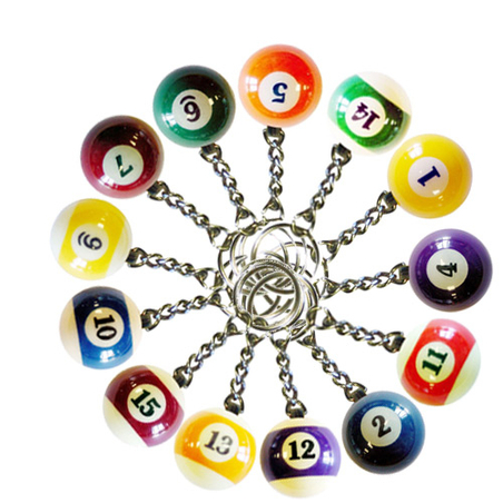 Porte-clefs boule de billard Américain tous les coloris - A371