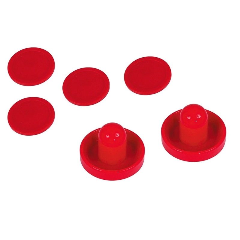 Lot de 2 Poignées et 4 palets ronds Rouges Air Hockey - LOT-F136R