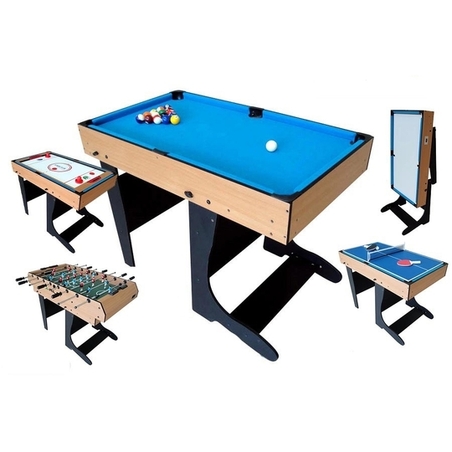 Table Multi-Jeux Pieds Pliables : Baby-foot, Billard, Air Hockey, Ping-pong, Tableau Blanc (12 jeux) - W471