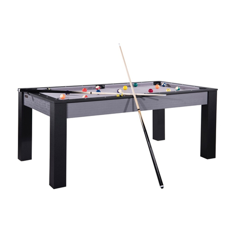 Billard Américain MONTANA 6FT Gris et Noir Tapis Gris Convertible en table à manger - BDF300GN