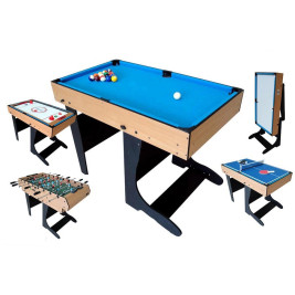 HOMCOM Table multi jeux 4 en 1 babyfoot billard air hockey ping-pong avec  accessoires MDF bois 87 x 43 x 73 cm pas cher 