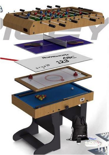 Billard Multi Jeux 12 en 1 pliable Bois.